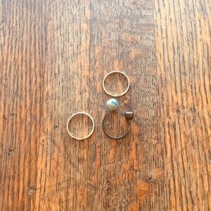 3 rings Ceramic Designer ring and 2 Gold bands